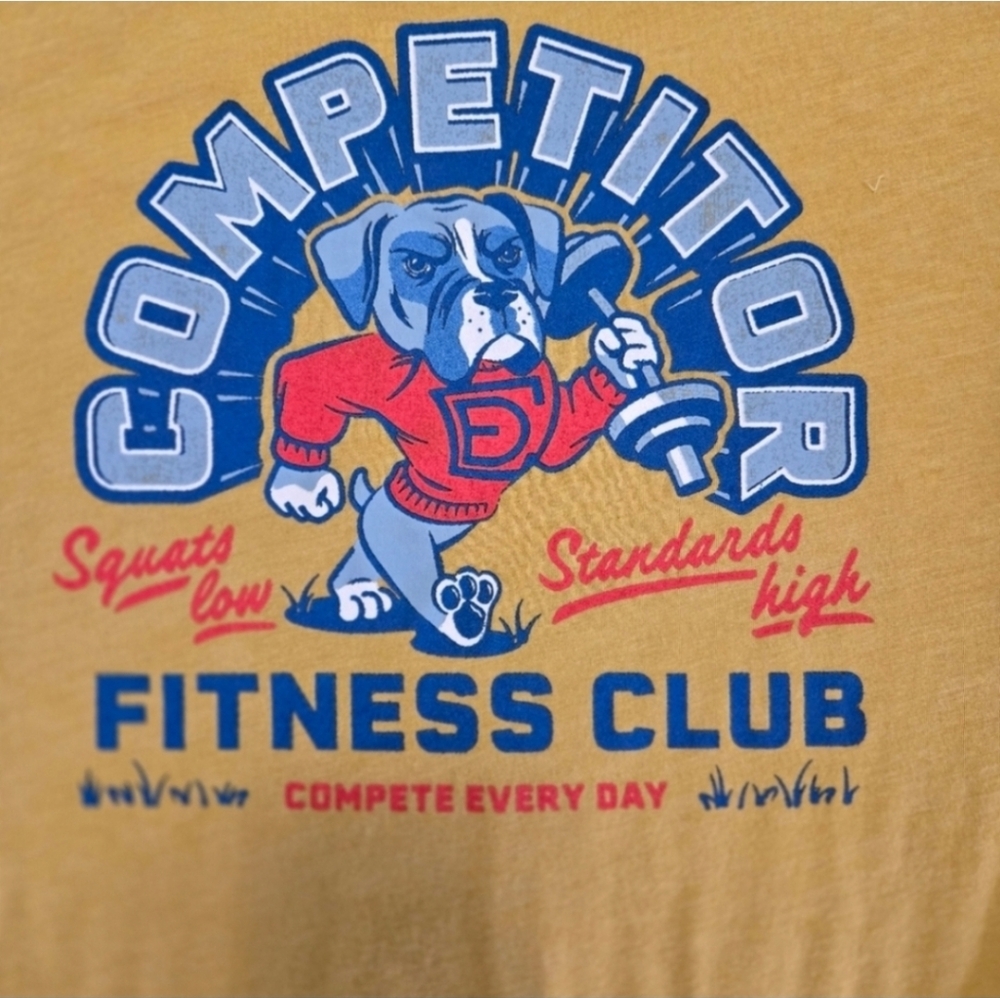 Compete Every Day Competitor Fitness Club Bulldog Graphic Tee Yellow Large - Picture 2 of 5